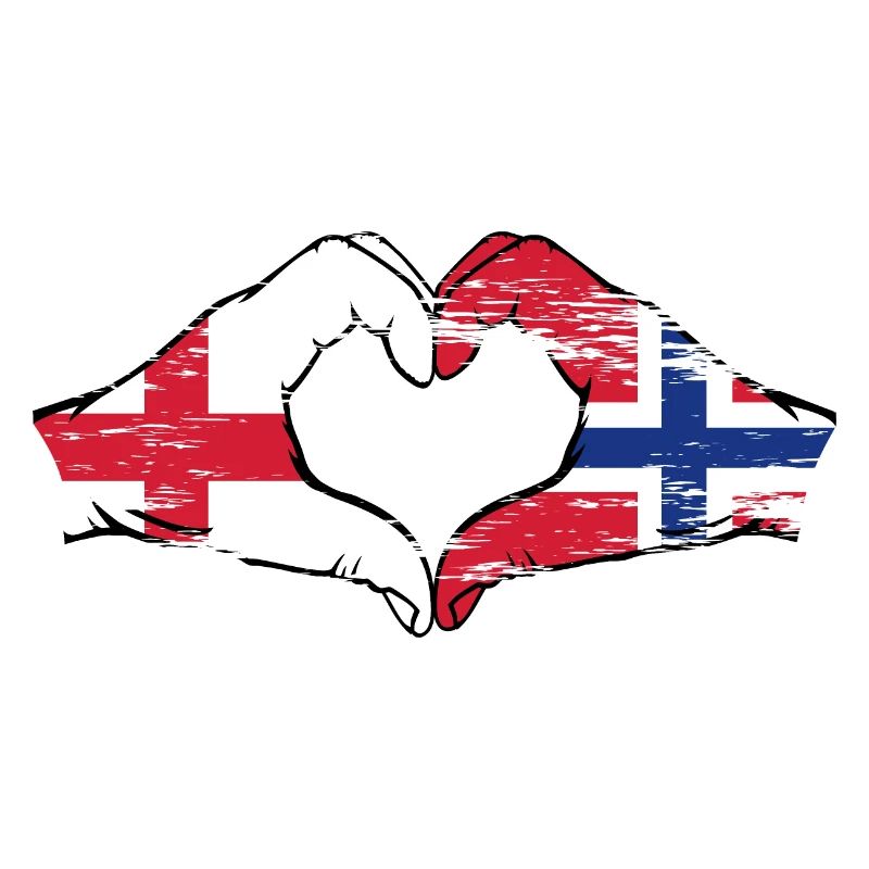 Angleterre Norvège drapeau mains forme coeur utilisé