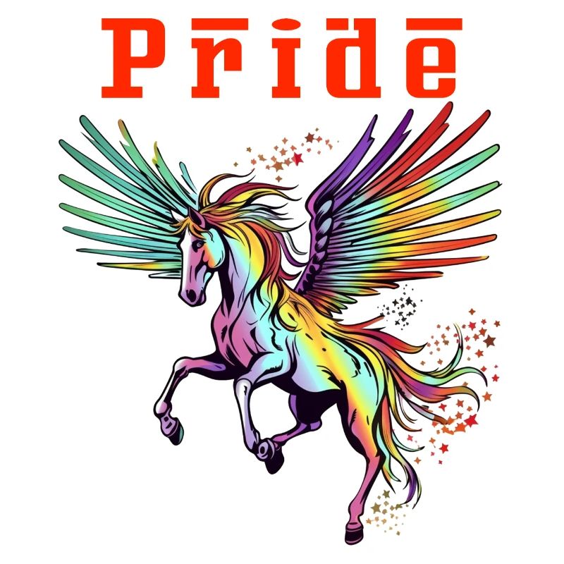 Ride with Pride Majestic Rainbow Pegasus Blood Red