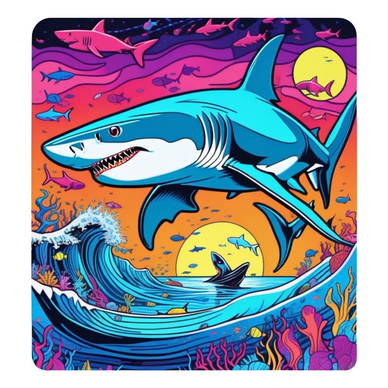 requin et coucher de soleil
