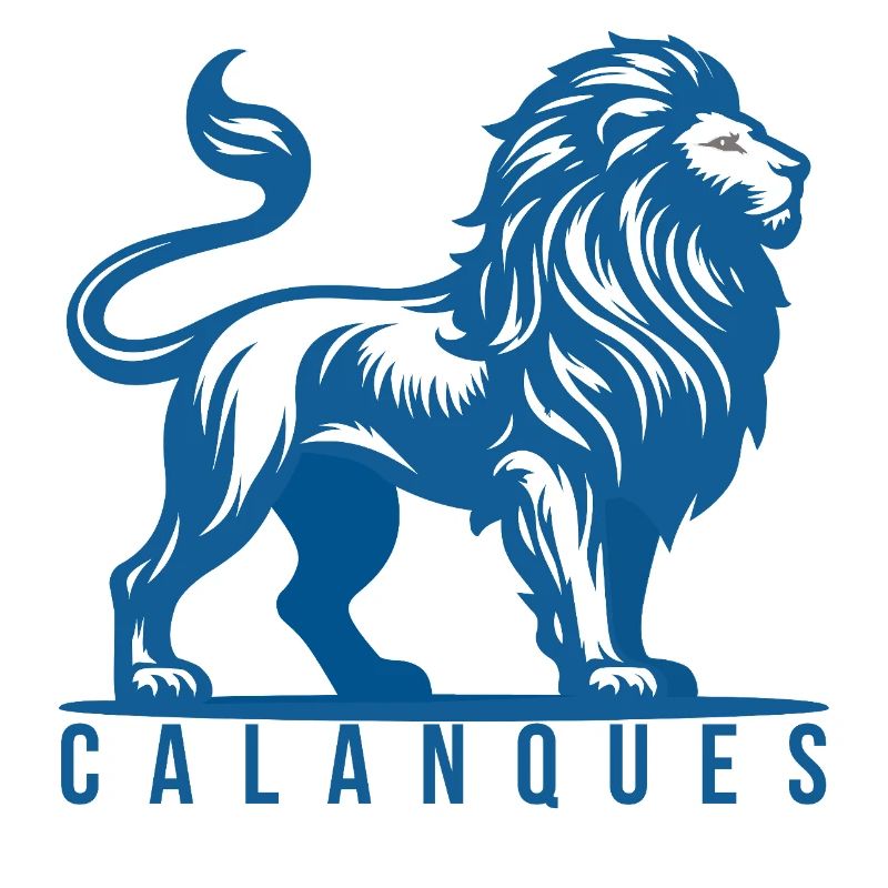 Blue and white calanque lion