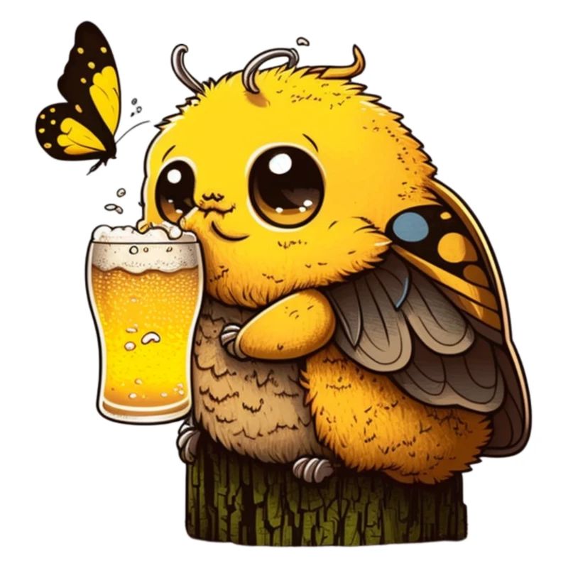 Funny sweet bee drinks beer