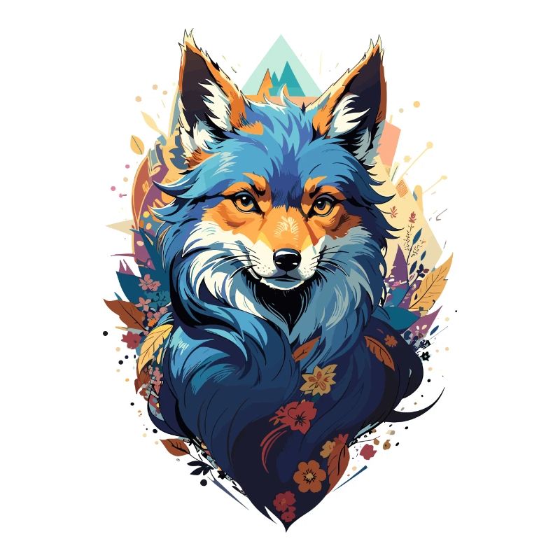 Blue Fantasy Fox in Vector Style