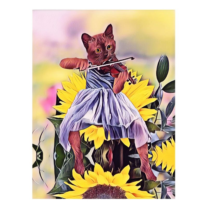 Fiddler Cat on Sunflower