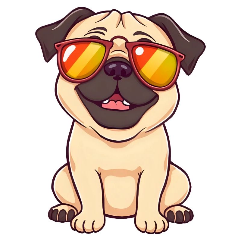 Verspielter Mops mit Sonnenbrille