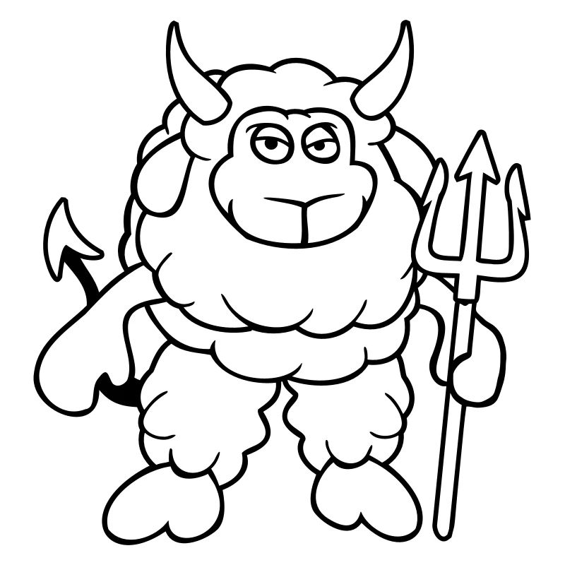 Mouton Diable Satan Enfer Mal Trident Cornes Cool