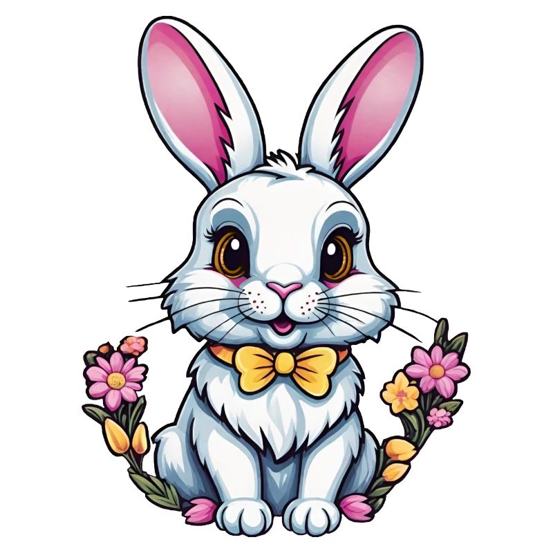 Lapin avec des fleurs