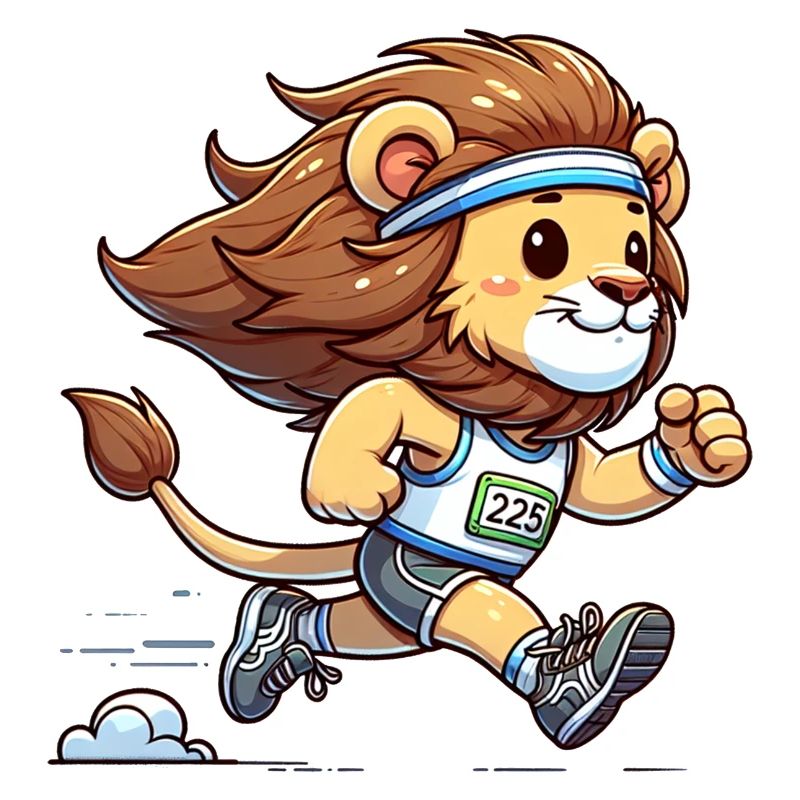 Cute Marathon Runner Lion