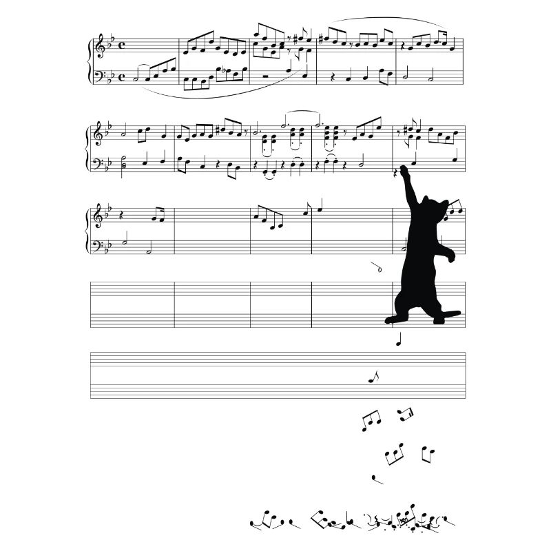 Musical notes with cats