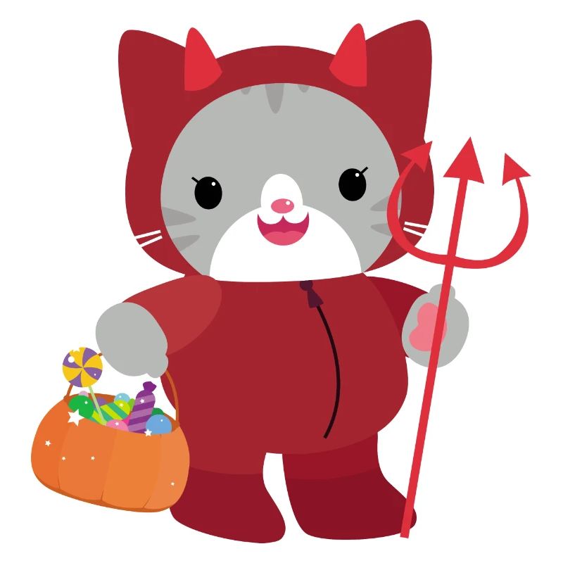 Halloween cat Red Devil. kawai