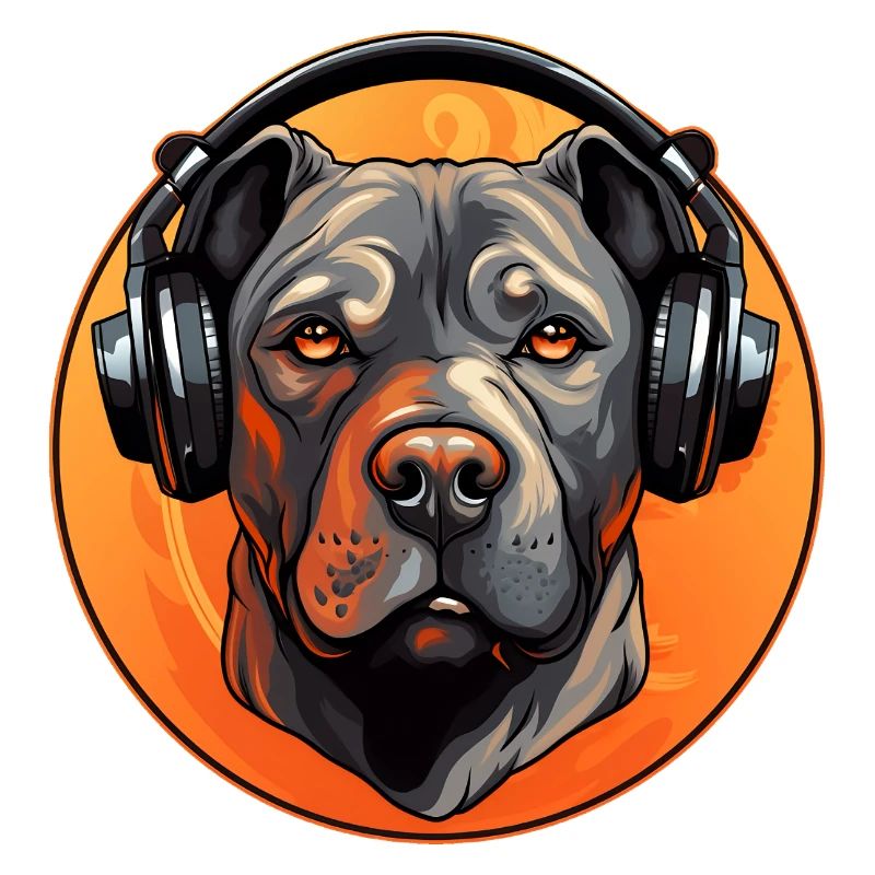Cooler Pitbull mit Kopfhörern