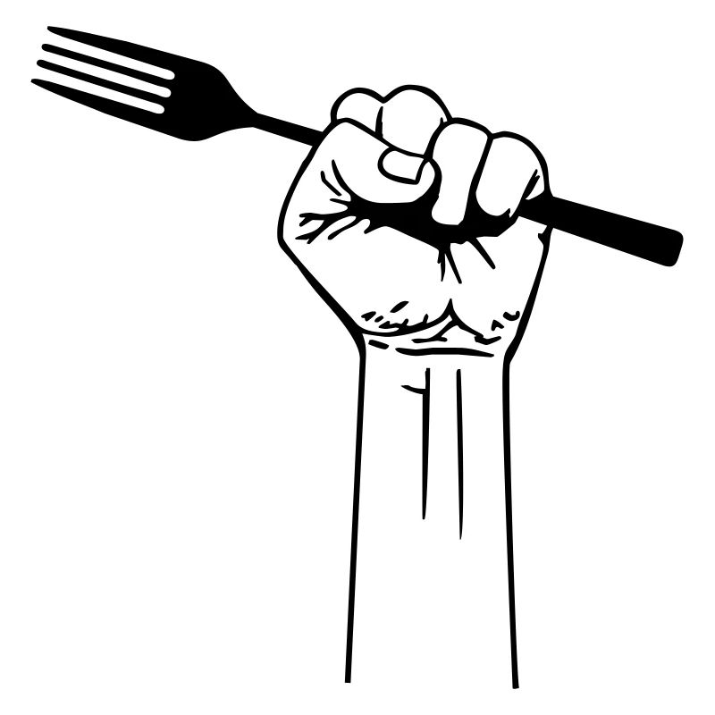 Faust mit Gabel - Vegan - Vegetarier - Essen -Mahl