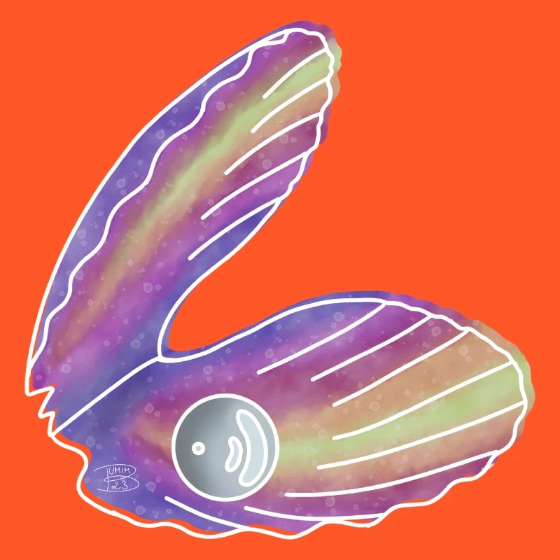 « Shell with Pearl », Boho Line Art Design, Shells