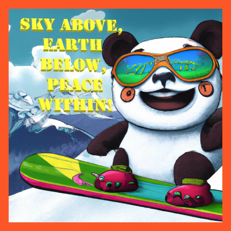Panda on Snowboard Variant 1 Text