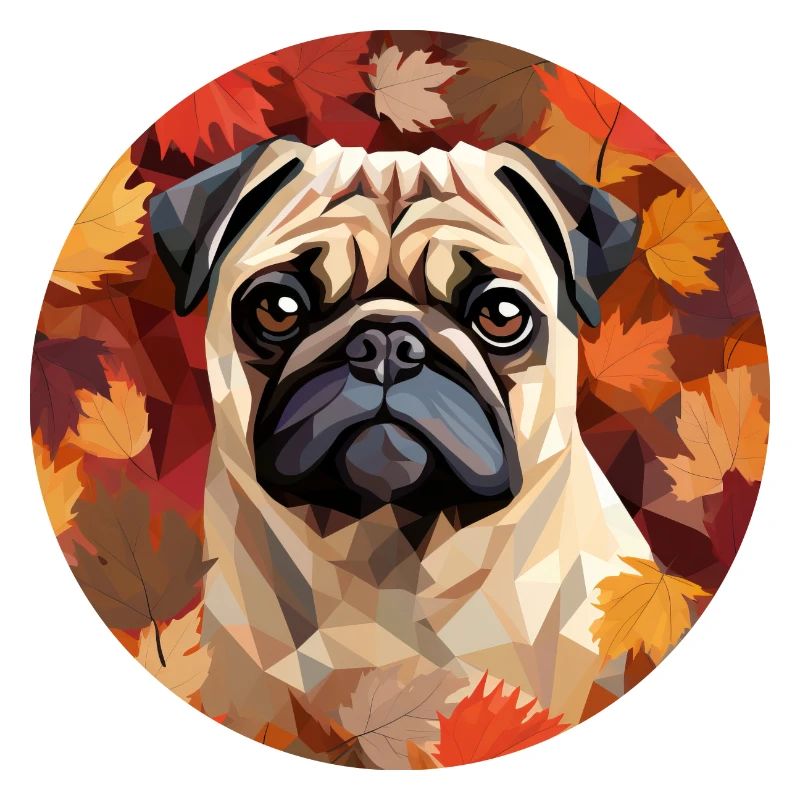 mops hundes im polygon stil mit herbst laub design