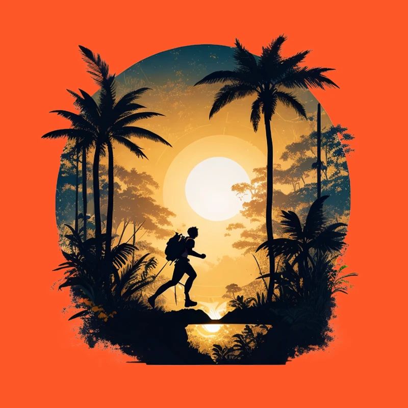 Adventurous - hikers under palm trees