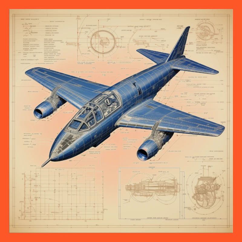 Blaupause eines Düsenflugzeugs