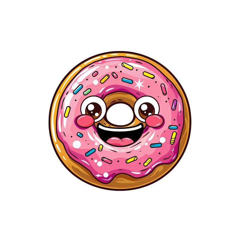 Bande dessinée de dessin animé de beignet mignon avec visage Kawaii Manga