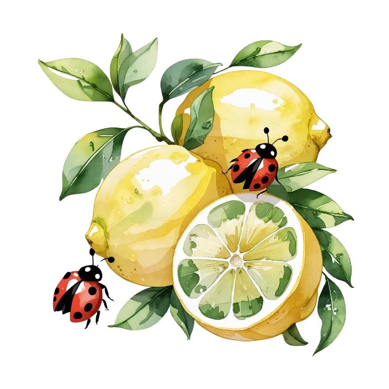 Cheerful Lemon Ladybug Pattern