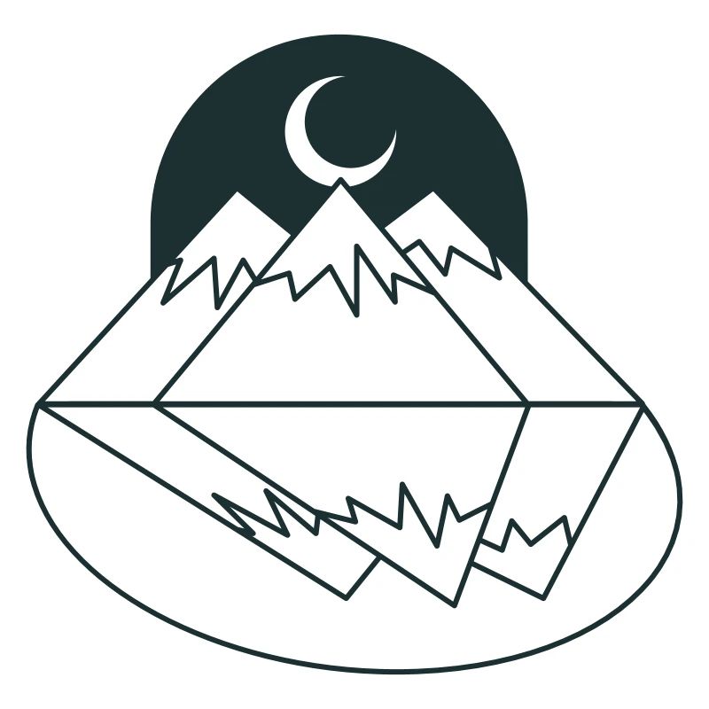 BOHO Moon montagnes sommets et reflet