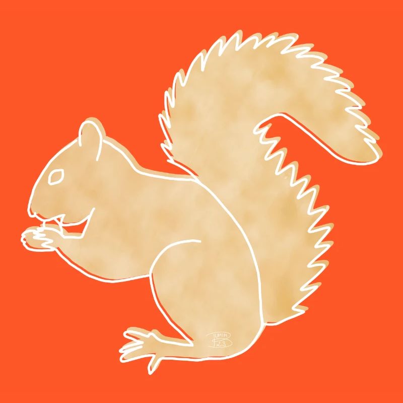 Squirrel, Boho Line Art Design, Series "Woods"