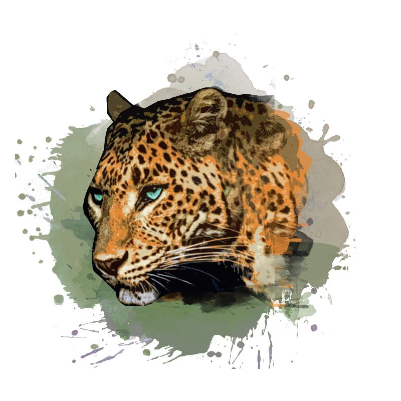 léopard, chat, chat sauvage, graffiti, peinture, vert