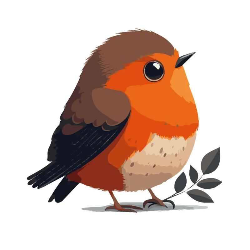Illustration Comic Cute Kawaii Vogel Rotkehlchen