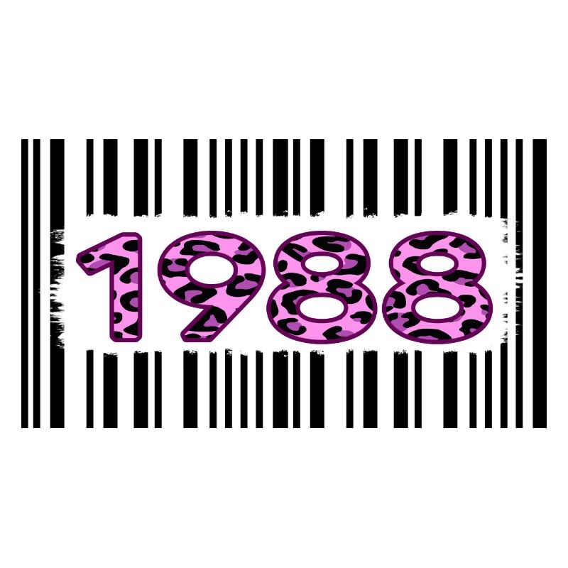 1988 birthday barcode pink leopard retro party