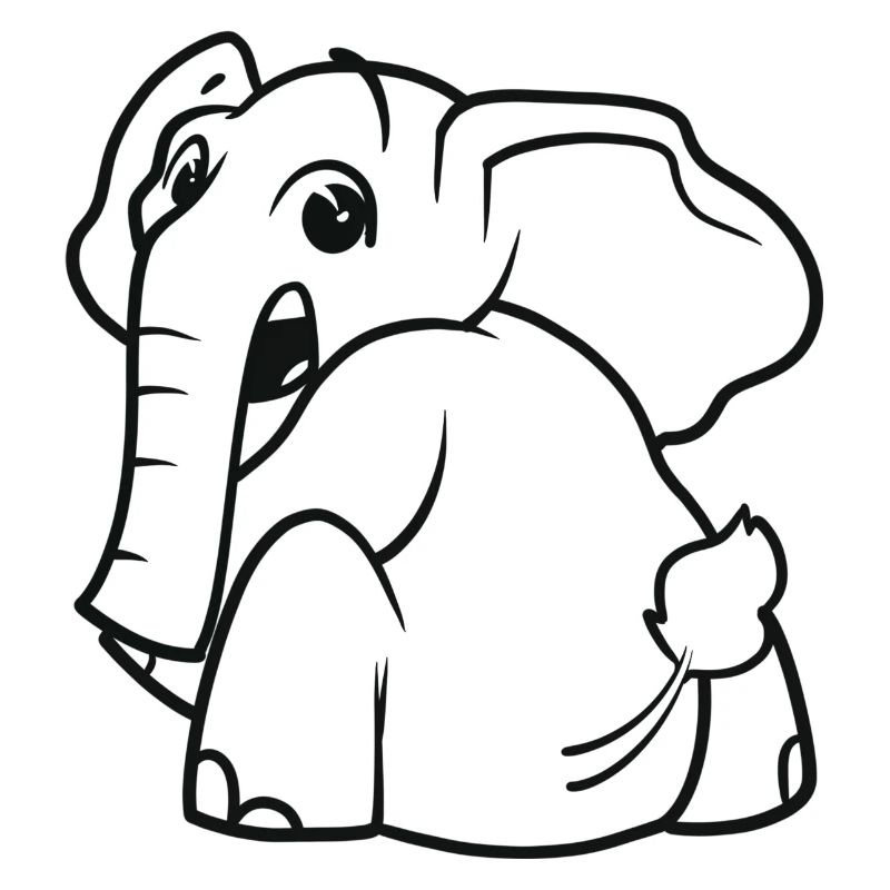 L’éléphant se retourne - surpris, effrayé