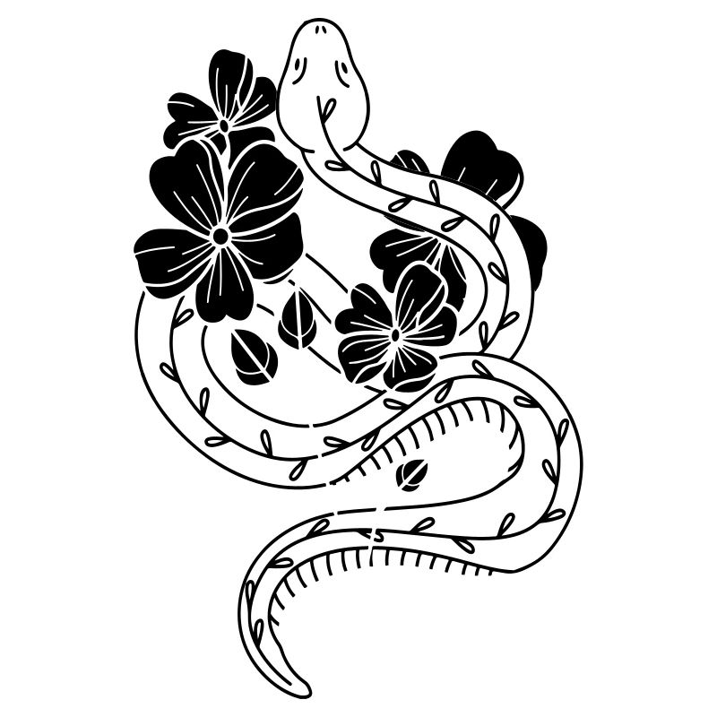 Snake Flower Snake Tattoo Bstyled Mode décontractée