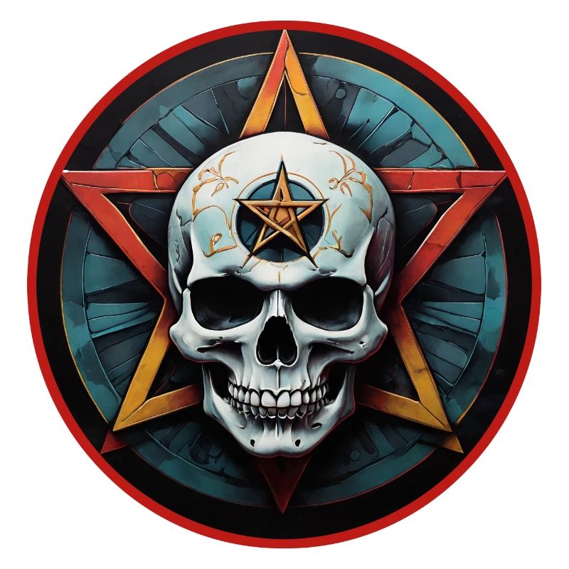 Colorful skull with pentagram