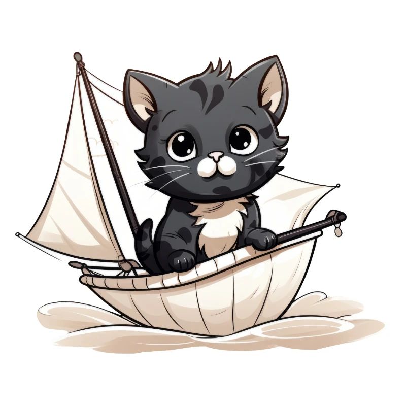 Chat mignon sur un dériveur