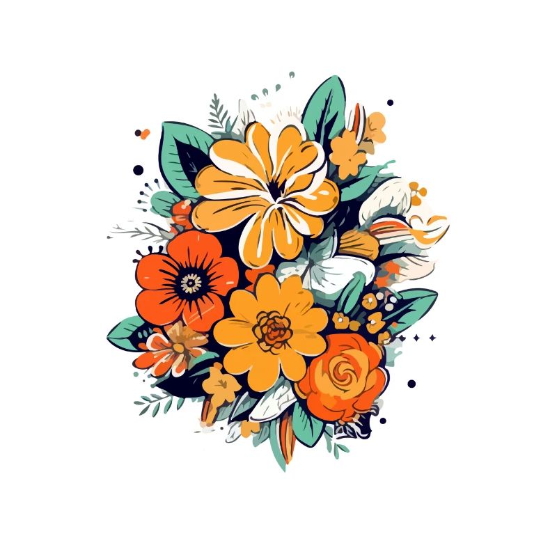 Bouquet de fleurs type années 70
