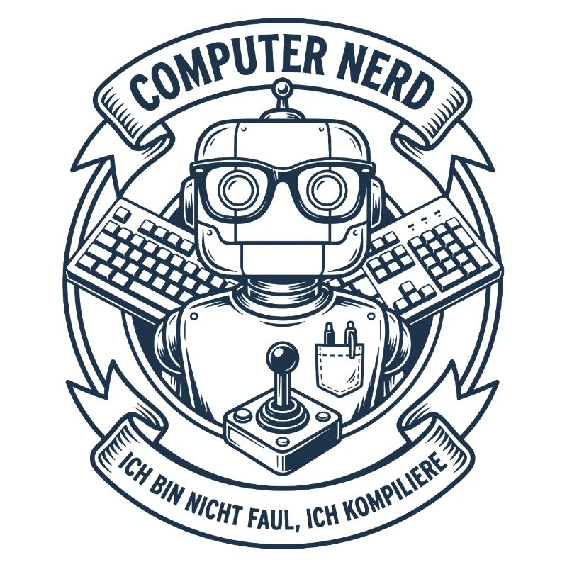 Computer Nerd Robot Logo