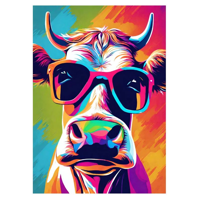 Bunte Kuh mit Brille