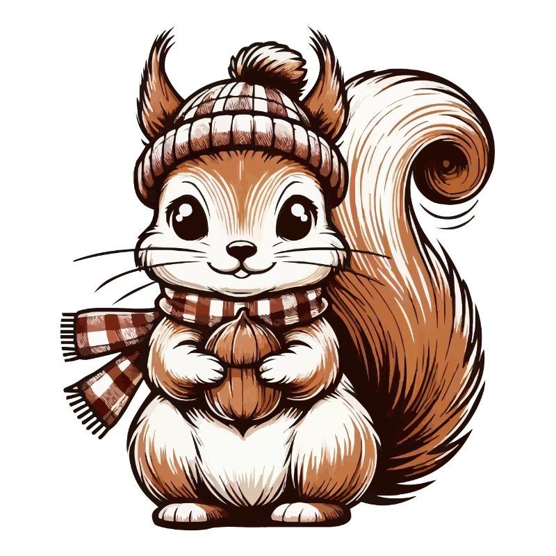 Winterliches süßes Eichhörnchen