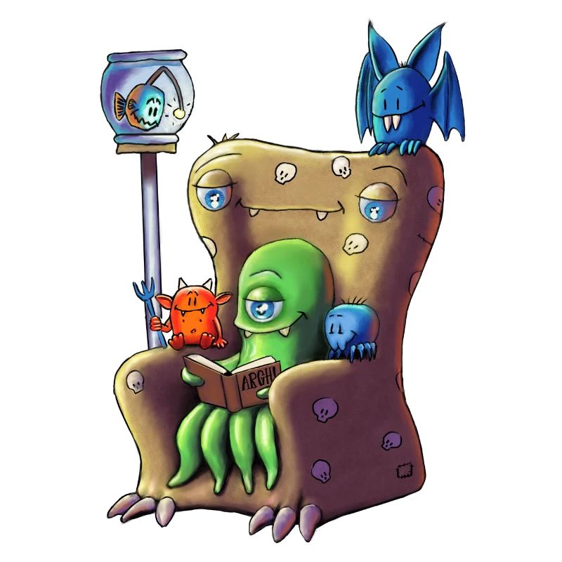 Monster beim gemütlichen Leseabend