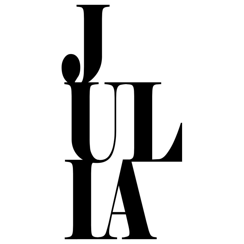Julia Surname First name Modern font Word Art