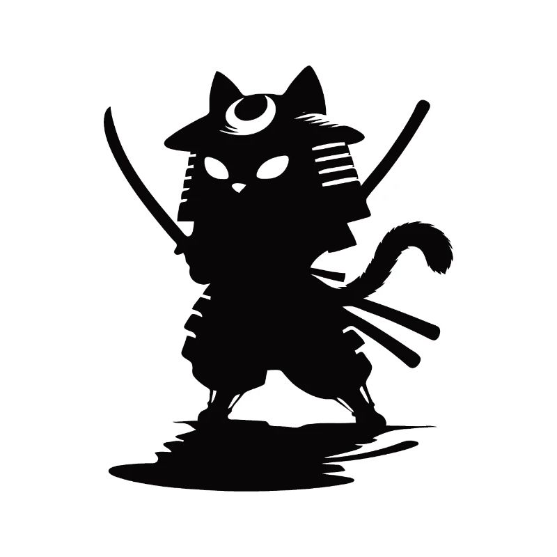 Funny Samurai Cat