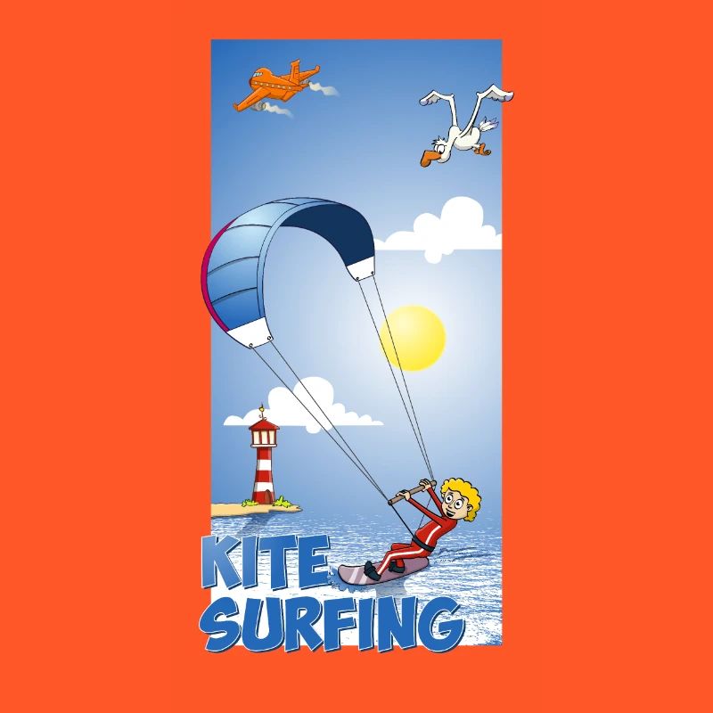 Farbenfrohe Illustration eines Kitesurfers