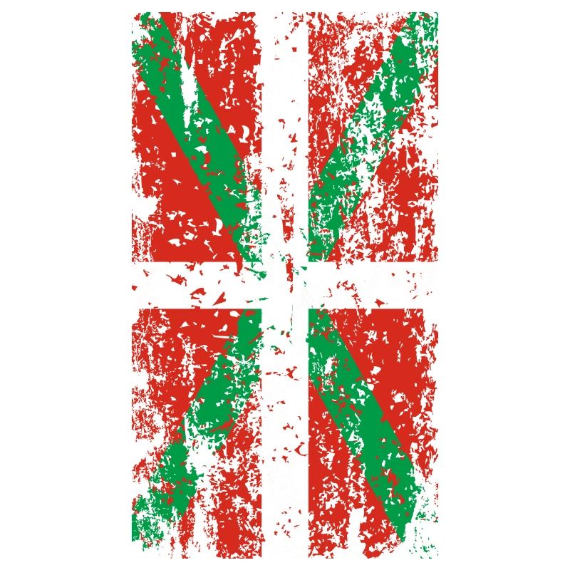 Drapeau Pays Basque usé. Ikurriña.