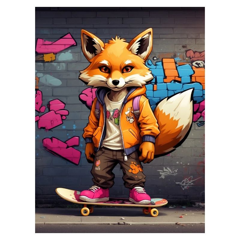 Fuchs auf Skateboard