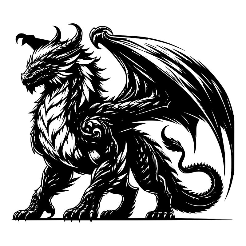 Stolzer mächtiger Drache mit großen Flügeln