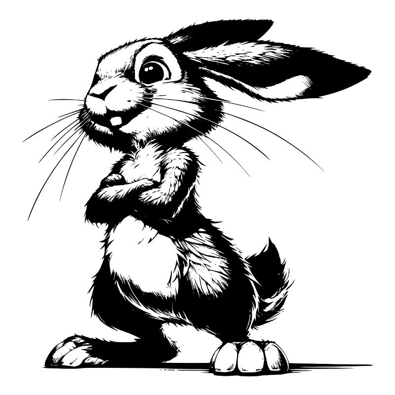 Rabbit Portrait Sketch with Big Ears