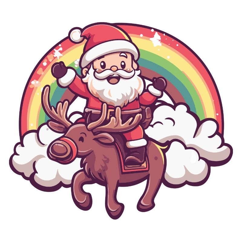 Elch Weihnachtsmann Regenbogen