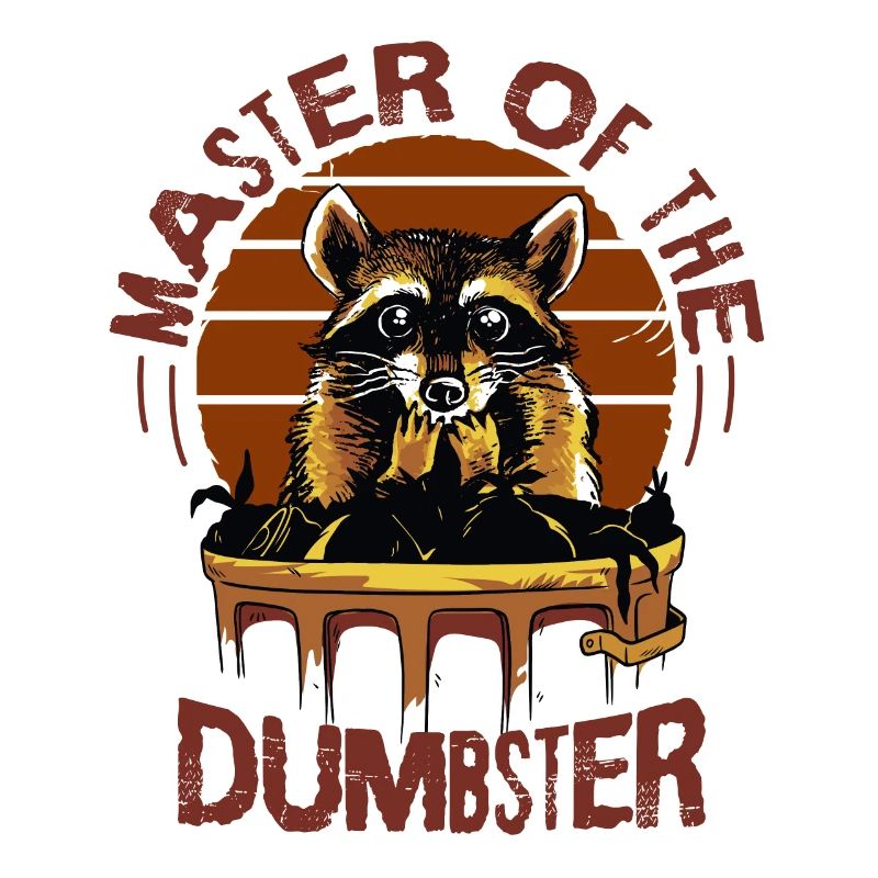 Raccoon lover garbage collecting garbage containers