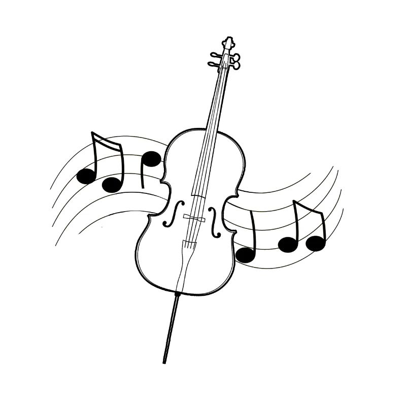 Violoncelle musique dessin partition notes noirs