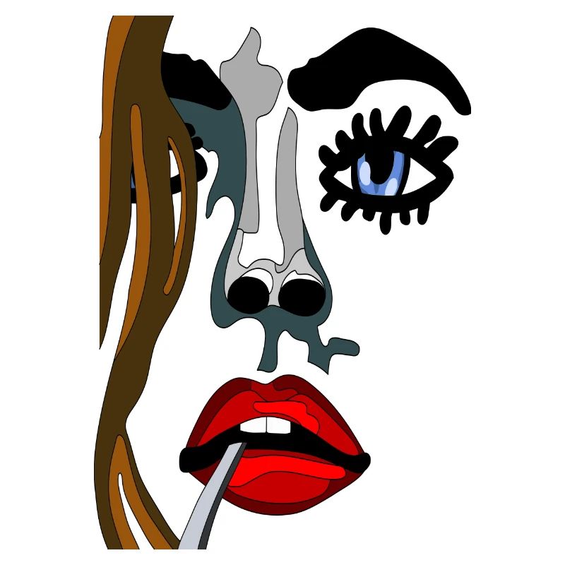 Eyes on model face with red lips
