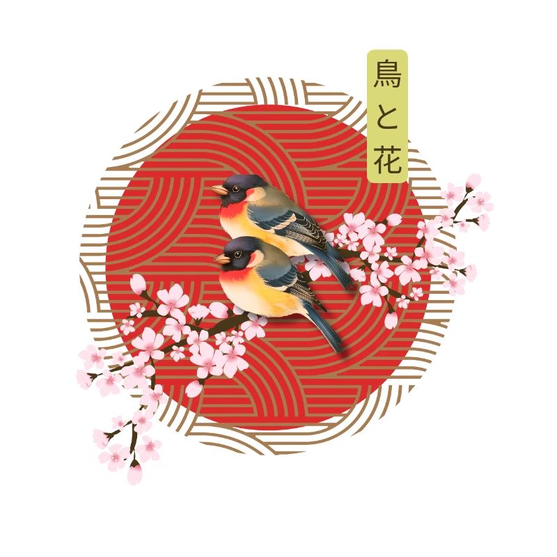 Esthétique Oiseaux D’art Japonais Avec Sakura