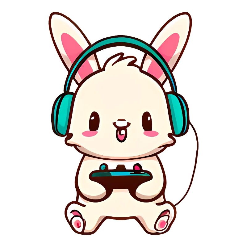 00245 Hase mit Kopfhörer und Controller