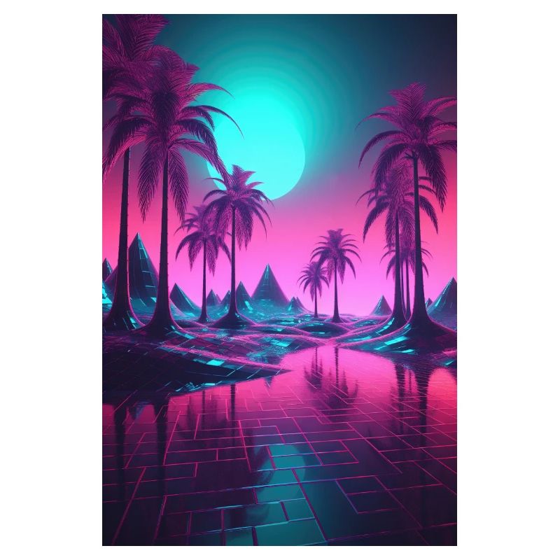 Eine surreale kosmische Synthwave Retrowave Nacht
